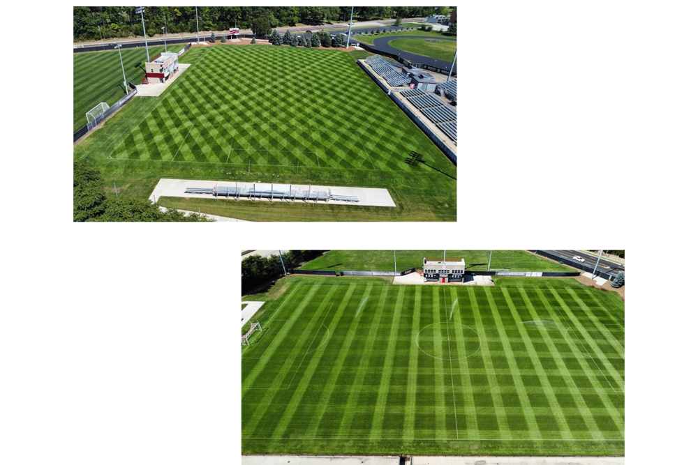 aerial view of soccer field