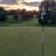 close-up of golf course at dusk