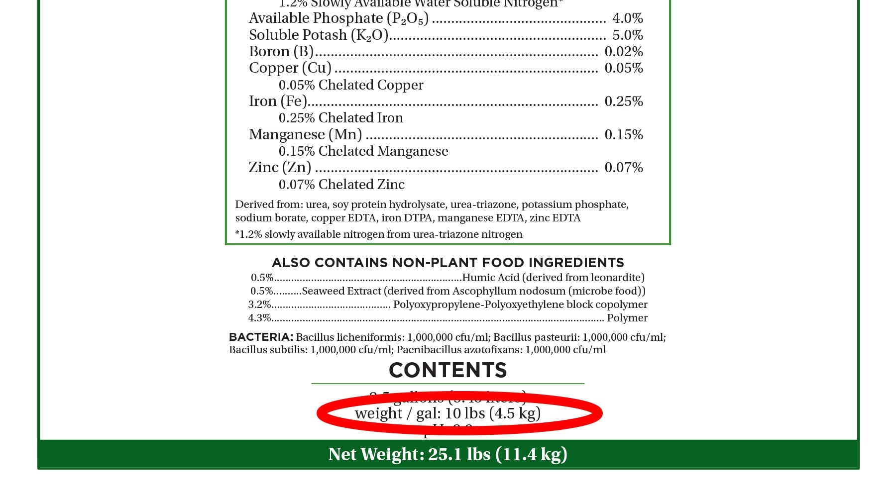 Weight per gallon